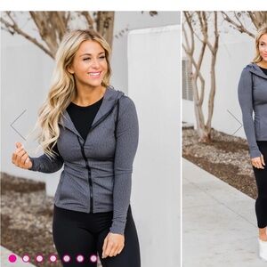 Pink Lily - HOLD THE POSITION GREY LEOPARD PRINT ACTIVE JACKET